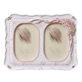 Pink White Rose Picture Frame Resin 2 Window 4x6 Wedding Picture Frame Photo Frame Tabletop Display