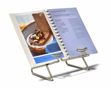 Benzara Easy Reading Metal Cook book Holder; Silver