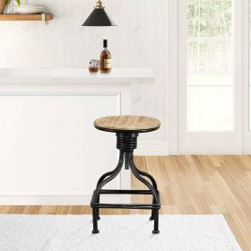 Vintage Metal Frame Swivel Counter Bar Stool with Round Seat; Brown and Black; DunaWest