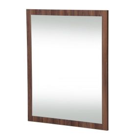 Rectangular Wall Mirror with Wooden Frame; Walnut Brown; DunaWest