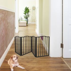 Pet Gate â€“ Dog Gate for Doorways, Stairs or House â€“ Freestanding, Folding , Dark brown,Arc Wooden