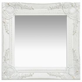 Wall Mirror Baroque Style15.7"x15.7" White