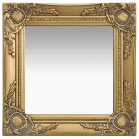 Wall Mirror Baroque Style 15.7"x15.7" Gold