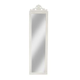 Gisela Full Length Standing Mirror with Decorative Design; White; DunaWest