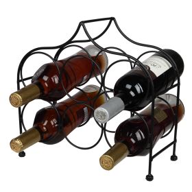 Black 6 Bottle Metal Wine Rack for Tabletop or Countertop RT