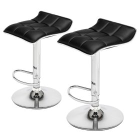 Set of 2 Adjustable Swivel Barstools, PU Leather with Chrome Base, Gaslift Pub Counter Chairs  YJ