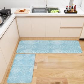 24 "x 70" x 1.9cm Kitchen Mat Rectangular, Fold in Half, Striped, Cyan