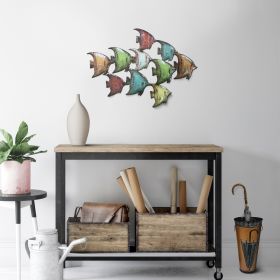 Three Dimensional Hanging Metal Fish Wall Art Decor; Multicolor; DunaWest