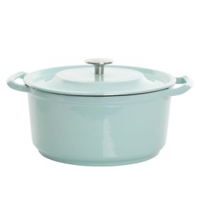 Kenmore Elite Oak Park 3 Quart Enameled Cast Iron Casserole with Lid and Glass Steamer in Light Blue