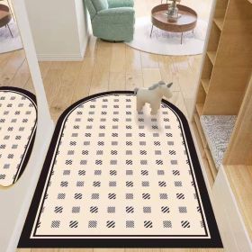 Simple Geometric Home Entrance Floor Mat Crystal Velvet Absorbent Non-slip Arched Rectangle Carpet Home Decoration Foot Mat Semi-circle Door Mat (Main Color: 07 Arched, size: 100*120cm)