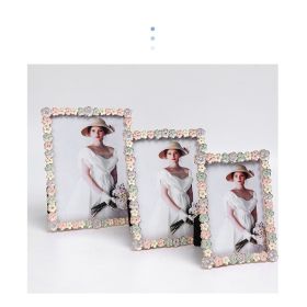 Metal Photo Frame Flowers Rectangle Vintage Fresh Color Fashion Lightweight High Hardness Home Decor Desktop Ornament Embenllish (Color: Flowers, size: 7 inch)