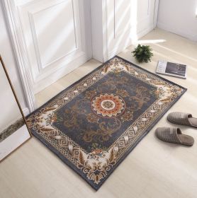 Thickened Absorbent Jacquard Carpet Dornier Woven Living Room Bathroom Rug Kitchen Non-slip Home Entry Floor Door Mat Red Brown (Color: Grey, size: 100CMx140CM)